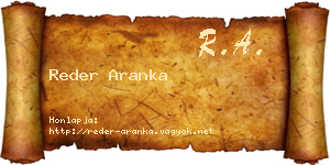 Reder Aranka névjegykártya